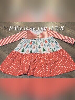 Coral Holiday Tiered Long-Sleeve Dress for Girls